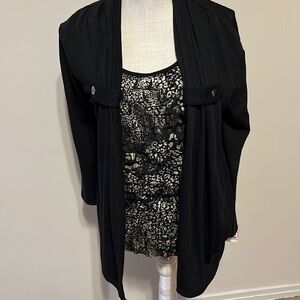 Alfani faux sweater set. Black, size large